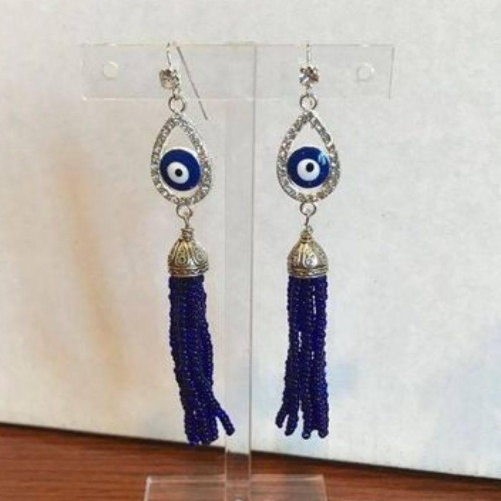 Unique Evil Eye Tassel Earrings-NEW